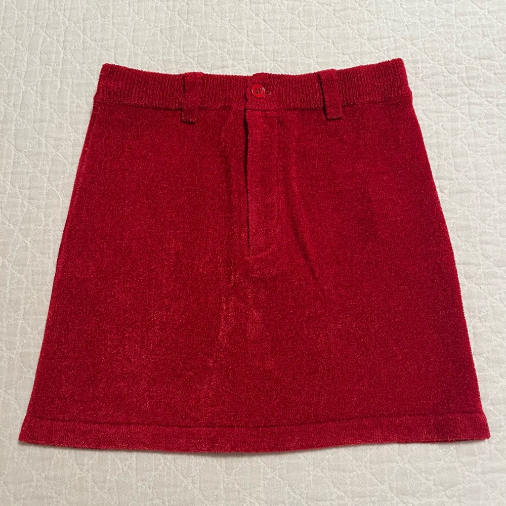 NWT AYA MUSE red velour micro mini skirt S